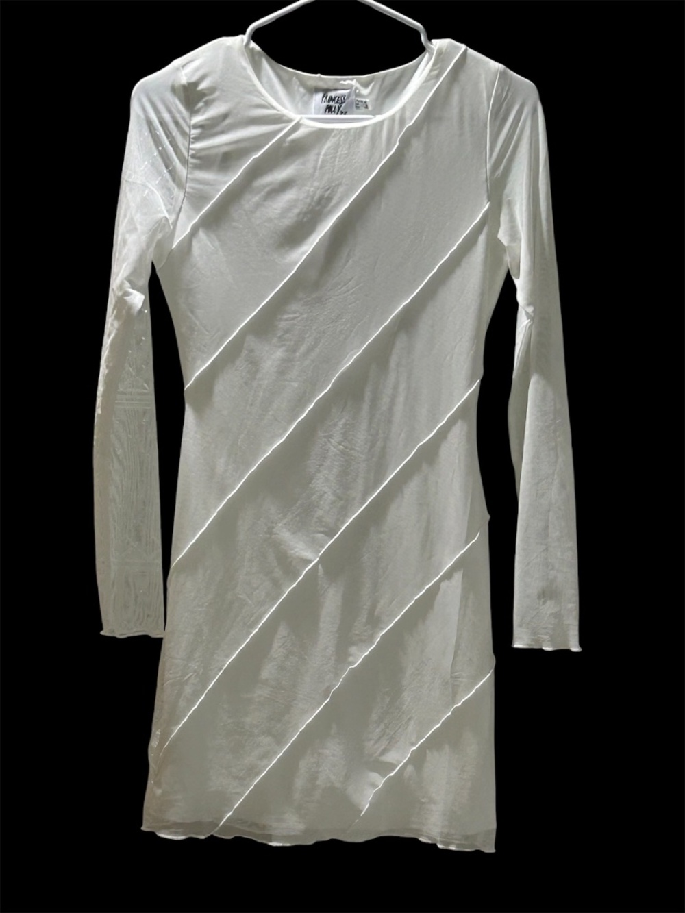 Princess Polly White Long Sheer Sleeve Mini Dress